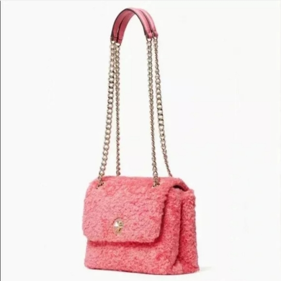 NWT Kate Spade Natalia Pink Faux Fur crossbody - Picture 9 of 11